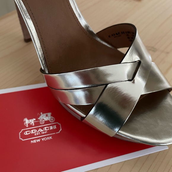 COACH Dani Metallic Platinum Mirror Heels (like new) - Picture 8 of 16